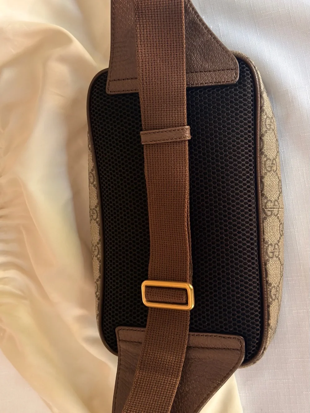 Gucci Brown & Beige GG Canvas Belt Bag with Green-Red